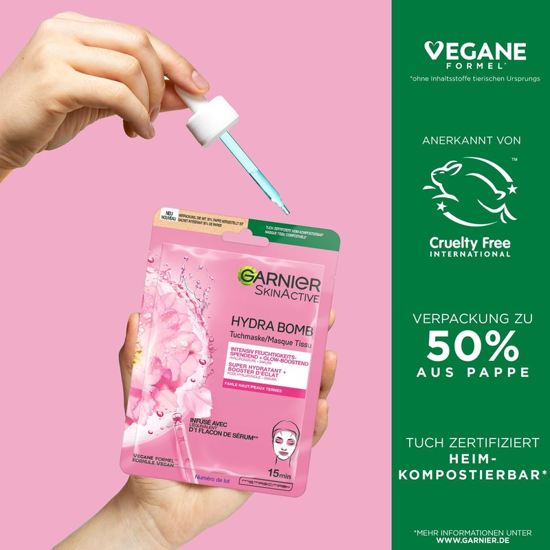 Garnier Cloth Mask, Face Mask for Pale Skin, Glow-Boosting and