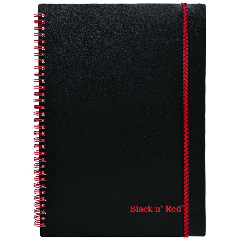 CASE OF 6 Black n' Red Twin Wirebound Notebook, Poly