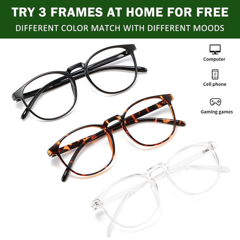 Przene 3 Pack Blue Light Blocking Glasses Women/Men,Retro Round Computer