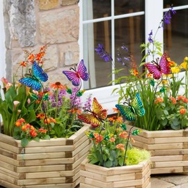 Venniy 5 Pack Butterfly Decorative Garden Stakes,Outdoor Metal Decor Outdoor Decorations for Patio and Yard