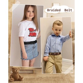 Kajeer Stretch Braided Boys Belt, Elastic Woven Kids Belt for Boys Girls for School Uniforms, Pack of 2(Medium, Black + Navy Blue)