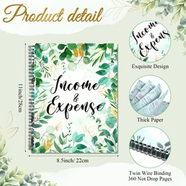 Harloon Income and Expense Log Book Eucalyptus Income and Expense Tracker Small Business Accounting Bookkeeping Ledger Book for Personal Finance Business Account Record Office Supply, 8.7 x 11 Inch