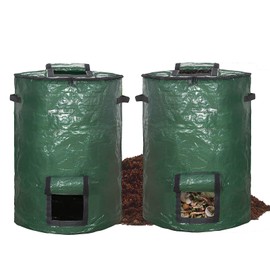 Large Compost Bin Bags,Garden Compost Bin Bags 80 Gallon(300L) Outdoor Foldable Compost Bin Bags for Garden Yard Garbage Cans (Green 2pcs)