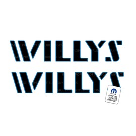 Decal Mods Blue & Black Willys Hood Graphic Decal Sticker fits Jeep Wrangler JK & JL (2007-2024) Black with Blue Outline (Set of 2) | FK2G3