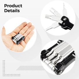 Bicycle Multi-tool, 8 in 1 Portable Folding Bicycle Repair Kit with 7 Hexagon Spoke Wrenches and 1 Screwdriver, Compact and Portable, Suitable for Bicycle Riders(1.57*1.26*0.55 Inch, Black & Sliver)