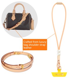 HUADEK Vachetta Leather wristlet strap Phone Charm [Hands-Free Phone Wrist Strap]