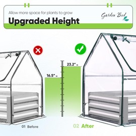 Quictent Raised Garden Bed with Cover Outdoor Galvanized Steel Planter Box Kit with Greenhouse Large Zipper Window Dual Use, 20pcs T-Type Tags & 1 Pair of Gloves Included 4x2.5x1 FT, Clear