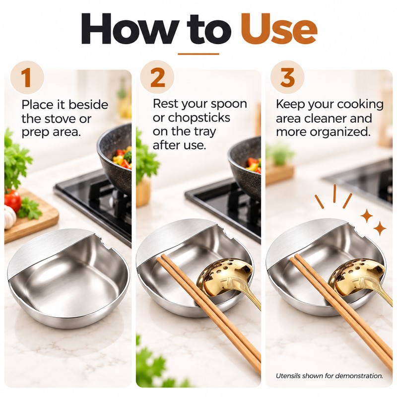Stainless Steel Utensil Rack for Countertop Use – Self-Standing Ladle,
