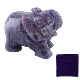 CWPFVQA 1 piece amethyst elephant, 1 piece navy blue storage bag, 1.5 inch crystal elephant jewellery, art accessories for elephant statues, desk accessories for women