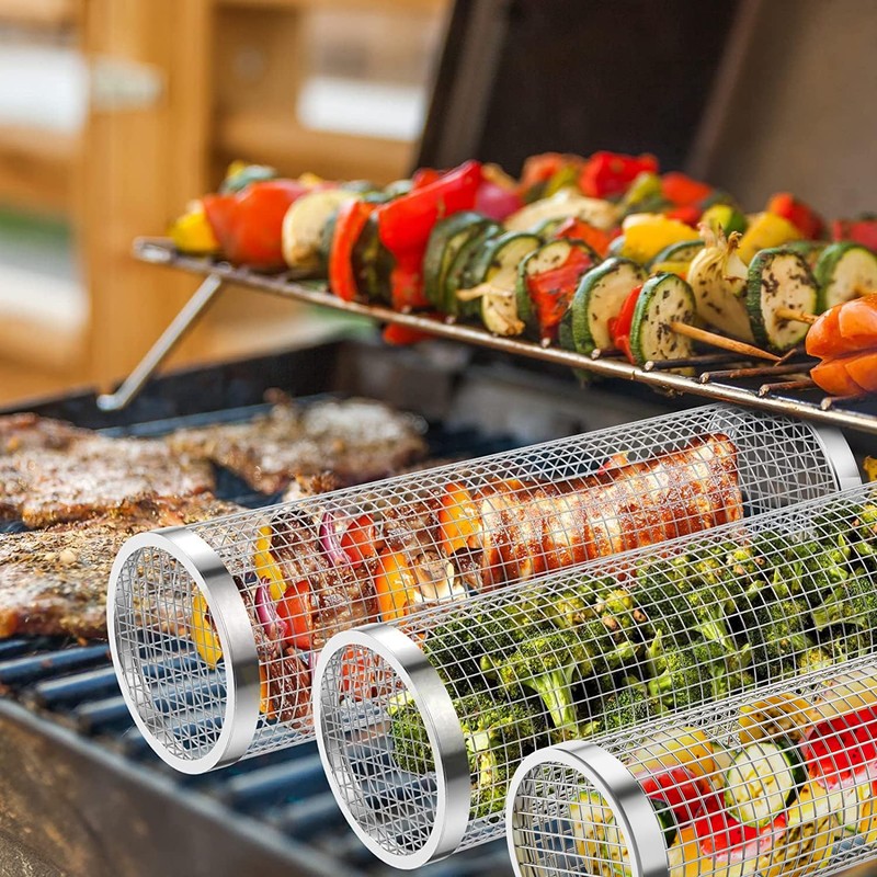 mancola BBQ Net Tube-Rolling Grilling Basket,Rolling Grilling Baskets for Outdoor