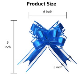 jefyghe Pull Bows for Gift Wrapping 10 PCS Glossy Blue Bows for Presents 6 Inch Large Bows for Wedding Basket Birthday Party Gift Boxes and Flower Decorations