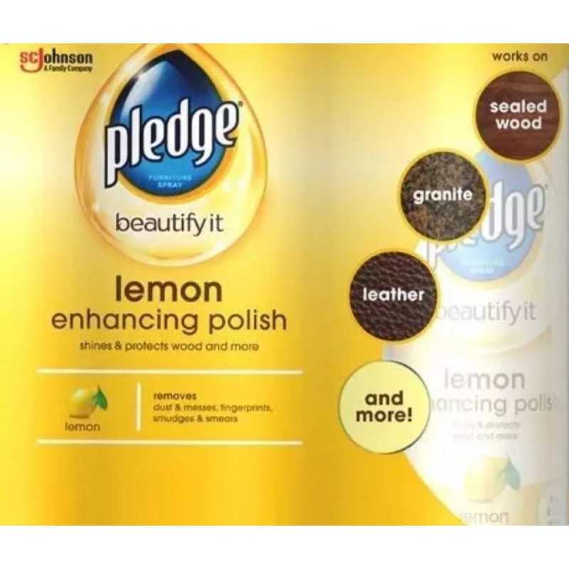 Pledge Furniture Enhancing Polish Spray, Lemon ( 9.7 oz., 3