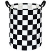 19.7 Inch Round Laundry Hamper Black Check Laundry Basket Fabric