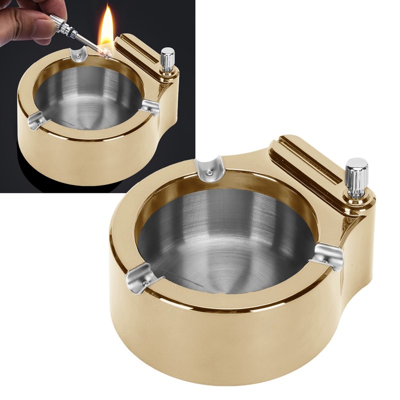 Stainless Steel Ashtray with Matches Lighter Function for Home Office