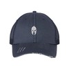One Size Navy/Navy Trucker Spartan Warrior Helmet Embroidered Distressed Trucker