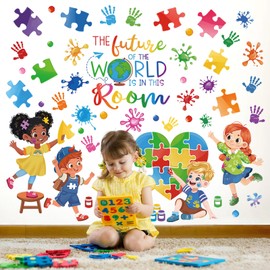 wondever Reading Corner Inspirational Quotes Wall Stickers The Future of The World is in This Room Peel and Stick Wall Art Decals for Kids Room Playroom School Classroom