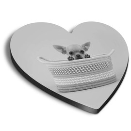 1 x Heart MDF Magnets - Cute Chihuahua Puppy Dog 42755