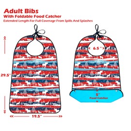 Adult Bibs For Men Women Washable, Reusable Large Bibs For Adult, Clothing Protector With Crumb Catcher, Adult Bibs For Eating, Feeding Adult Bibs For Women Elderly Men Senior Citizens Gifts