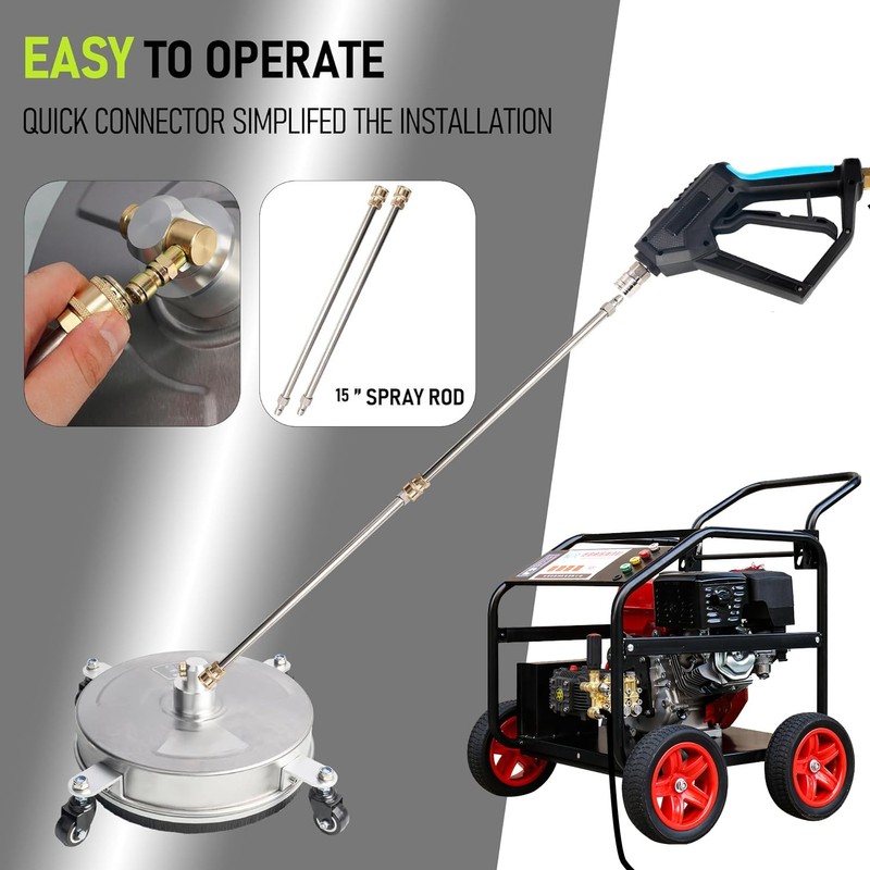 Hourleey 14" Pressure Washer Surface Cleaner, Stainless Steel Surface Cleaner