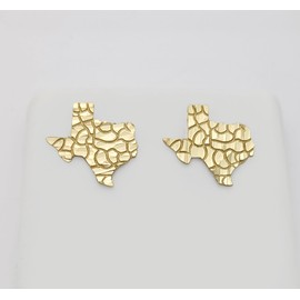 10k Yellow Gold Texas Nugget Earrings 15 mm x 14.5 mm