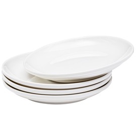 Vikko Dinner Plate, Set of 4 White Plates, Ceramic Dinner Plates Set, Stackable 9 Inch Dinner Plates for Every Day and Special Occasion, Restaurant Style, Dishwasher Safe, Microwave Safe