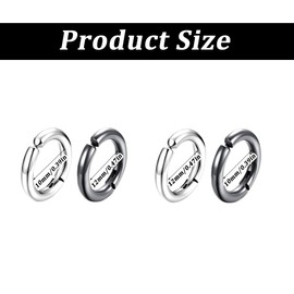 4 Pairs of Fake Hoop Earrings, Non-Pierced Fake Earrings, Stainless Steel Earrings, Non-Pierced Ear Clips for Men and Women (Silver + Black)