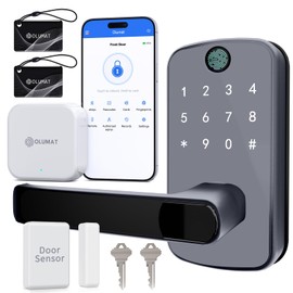 Keyless Entry Door Lock with Gateway and Door Sensor: Smart Lock with Fingerprint - Keypad Lock with App Control - Digital Lock for Front Door - Smart Lock for Garage, Home, Office, Rental