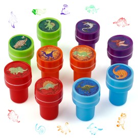 KINHARD Pack of 10 Children's Dinosaur Stamps, Self-Inking Stamp Set Animals for DIY Stamps on Albums, Stationery, Greeting Cards, Scrapbooks, Gift Bags, Toys