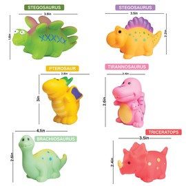 Dinosaur Bath Toys for Kids & Baby, Bathtub Shower Toys, Floating Swimming Pool Toys for Children, Boys, Girls, Toddlers from 3 Ages & Older (6PCS)