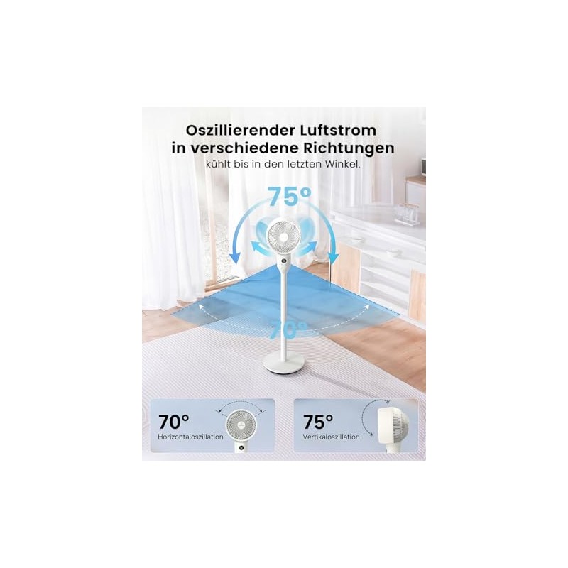 WOWDSGN 22dB Quiet Floor Fan, 3D Air Circulator Oscillation Fans,