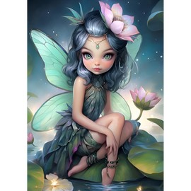 DPHERO DIY Fairy Diamond Painting Pictures for Adults Beginners, 5D Flowers Diamond Painting Set, DIY Round Stones Dreamland Diamond Art Kits, Fantasy Diamond Painting for Home Decor 30 x 40 cm