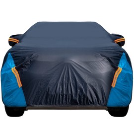 Car Cover Waterproof All Weather for Automobiles, 6 Layers Outdoor Full Exterior Cover Rain Sun UV Snowproof Protection with Zipper Cotton, Mirror Pocket for SUV (185-190 inch)