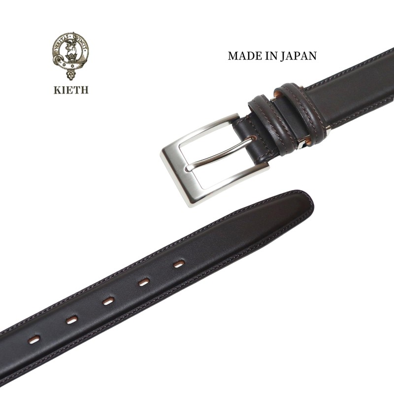 KIETH Men's Business Belt, Genuine Leather, Dark Brown, Kip Leather,