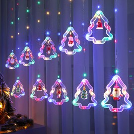 BLOOMWIN Fairy Lights, Curtain Window, Christmas Decoration, Christmas Tree Light Curtain, Christmas Lighting for Window, Fairy Lights, Indoor, 3 m, 8 Modes, USB Colourful