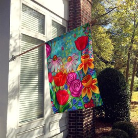 Caroline's Treasures PPD3012CHF Bright Spring Flowers House Flag Large Porch Sleeve Pole Decorative Outside Yard Banner Artwork Wall Hanging, Polyester, House Size, Multicolor