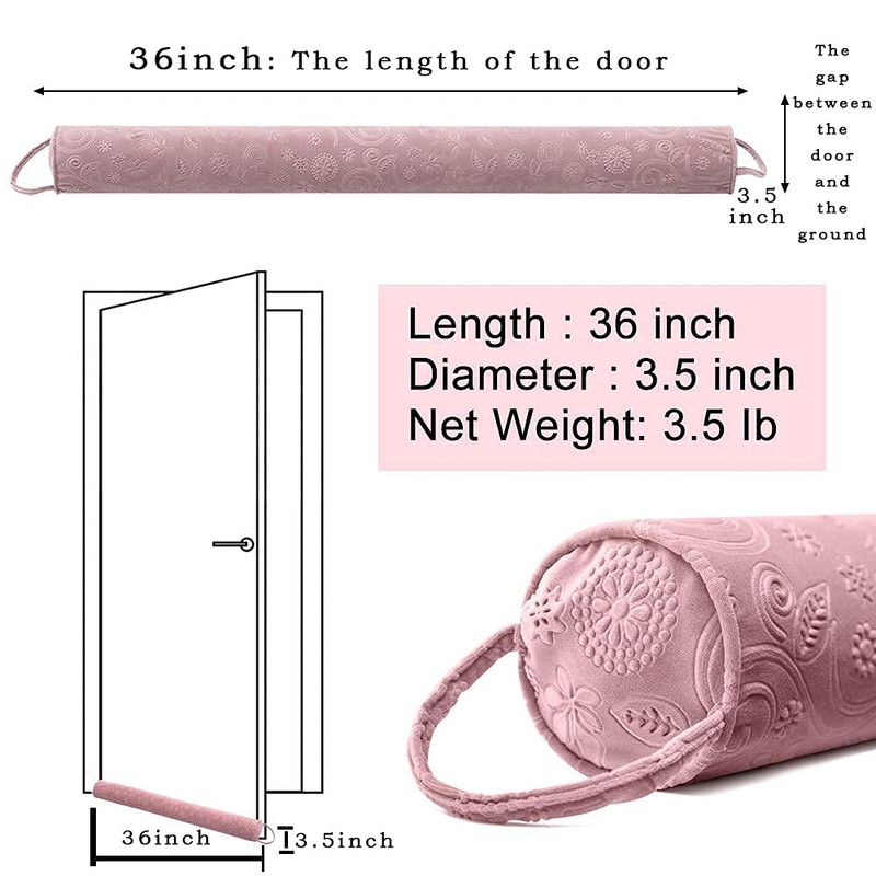 Weighted Door Draft Stopper 36 Inch, Pink Door Draft Noise