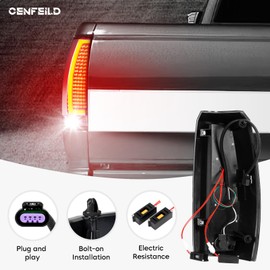 Cenfeild Tail Lights Pair Fit for Chevy Avalanche 2007-2013 LED Tube Rear Brake Lamp Taillights Assembly, Chrome Housing Clear Lens