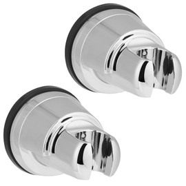 Hibbent 2 Pack Vacuum Suction Cup Shower Head Holder, Removable Shower Head Bracket, Height Adjustable Shower wand Holder & Wall Mount ABS Plastic Suction Holder for Handheld Shower Head, Chrome