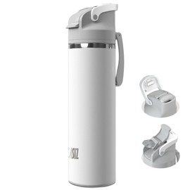 OISIZ Insulated Stainless Steel Water Bottle 720 ml with 2-in-1 Straw Lid, Security Lock with One Click, 100% Leak-Proof, Keeps Cold for 24 Hours, 24 oz Vacuum Water Bottle for Travel and Sports