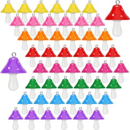Mushroom Pendant Charm Colorful Mushroom Resin Charms 1.1 Inch Resin Cute Mushroom Shape Charms DIY Pendant Jewelry Pendants for Bracelets Necklaces Earrings Keychains Making(48pcs)