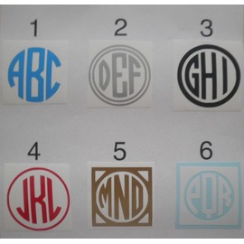 3" Circle Monogram Vinyl Decal Sticker Choose your Design Number and Color