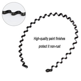 3 Pack Headband Metal Headband, Black Wave Spring Sports Men's Headband Hoop Clip Women's Accessories Simple Elastic Non-Slip Wide Headband Outdoor(Wavy Metal)