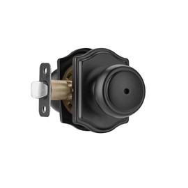 NCSEN Matt Black Door Knobs with Camelot Trim,Interior Door Knob with Lock,Coastal Privacy Door knob for Bath and Bedroom