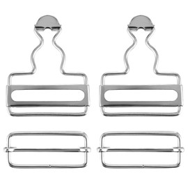 Lusofie 2Pairs Overall Buckles Replacement Metal Suspender Buckles Clips with Adjustable Tri-Glide Slide Rectangle Buckle for Pants Trousers Jeans Jacket(Silver)