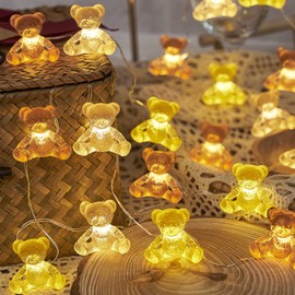 JASHIKA Teddy Bear String Lights Bear Fairy Decorative Lights Kids Party Suppliers 8.5ft 20LED Battery Operated Novelty Lighting Bedroom Wedding Camping Tent Baby Shower Birthday Party Christmas