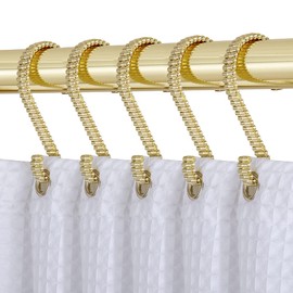 Utopia Alley Shower Hooks - Shower Curtain Rings for Bathroom - Rust Proof Shower Curtain Hooks for Shower Curtain or Liner - Set of 12, Gold