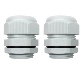 AIRTAK 1" NPT Cable Glands - Strain Relief Cord Grips, Nylon PA66, IP68 Waterproof, 2-Pack (White) - Perfect for Junction Boxes, Outdoor & Industrial Cable Management