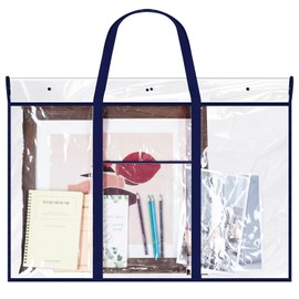 Windyun Large Poster Storage Bag 48" x 36" Bulletin Board Holder Art Portfolio Case PVC Art Portfolio Container Bulletin Board Storage Box with Pocket for Classroom Teacher Organization (Blue,1 Pack)