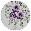 Quinnyshop Purple Pansy Embroidery Tablecloth 40 cm Round Polyester,White