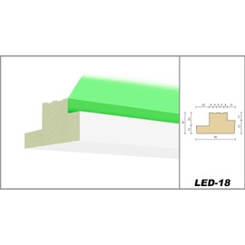 HEXIM LED Stucco Moulding Strips – Indirect Lighting with Ceiling Strips Made of Polyurethane (PU), Light and Opaque (2 m LED-18) Light Coves Facades, White
